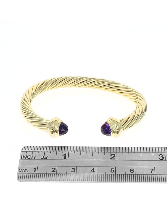David Yurman Cable Cuff with Amethyst End Caps